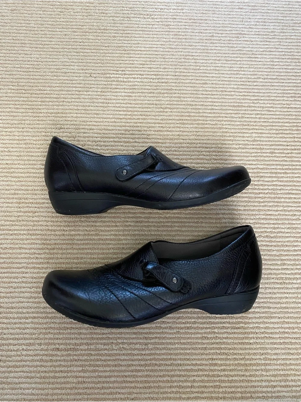 Dansko Black Leather Franny Loafers Flats Comfort Size EU 40 / US 9.5 - 10